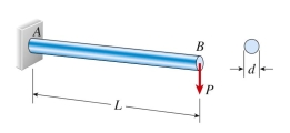 <strong>A cantilever wood pole carries force P = 300 N applied at its free end, as well as its own weight \text { (weight density }=6 \mathrm{kN} / \mathrm{m}^{3} \text { ) } . The length of The pole is L = 0.75 m and the allowable bending stress is 14 MPa. The Required diameter of the pole is approximately:</strong> A) 4.2 cm B) 5.5 cm C) 6.1 cm D) 8.5 cm
