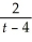 The domain of f(t) =   is A)  all real numbers B)  all real numbers except 0 C)  all real numbers except 2 D)  all real numbers except 4 E)  all real numbers except 2 and 4