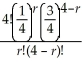 Under certain conditions,if two brown-eyed parents have exactly four children,the probability P that exactly r of them are blue-eyed is a function of r and is given by P(r)=    . Find the probability that exactly thee children will be blue-eyed.