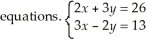By sketching the graphs (using a graphing calculator or graphing paper)solve the system of  