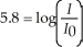 An earthquake measuring 5.8 on the Richter scale can be represented by    where I is the intensity of the earthquake and    is the intensity of a zero-level earthquake.Represent this equation in exponential form.