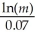 The number of years it takes for an amount which is invested at an annual rate of 7% and compounded continuously to become m times as large is a function of the enlargement factor given t(m)=    .Use a graphics calculator to find how many times larger (to the nearest whole number increment)the investment will be in 10,20,30,and 40 years.