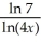 Changing   (4x) to natural logarithms gives A)    B)    C)  ln (4x) . D)    E)   