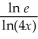 Changing   (4x) to natural logarithms gives A)    B)    C)  ln (4x) . D)    E)   
