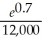 If an investment of $12,000 earns interest at an annual rate of 7% compounded continuously,then the value (in dollars) of the investment ten years from now is A)  12,000(1.   B)  12,000(1.   C)    D)  12,000   E)   