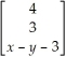 Solve the matrix equation: x + 2 + y =