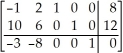 In the initial simplex table below,find the pivot entry.       A)  -1 B)  0 C)  10 D)  2 E)  6