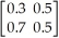 If   =   is an initial state vector for the transition matrix T =   ,compute the state vector   .<div style=padding-top: 35px> 