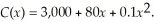 The cost C of producing x units of a certain product is given by    Find    C(x)and discuss what this means.
