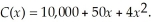 The cost C of producing x units of a certain product is given by    Use your graphing calculator to explore    and discuss what this means.