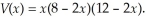 An open box is formed by cutting a square piece out of each corner of a 8-inch by 12-inch piece of metal.If each side of the squares cut out is x inches long,the volume of the box is given by    This problem only makes sense when this volume is positive.Find the values of x for which the volume is positive.