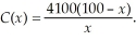 The cost C of processing exhaust gases so that you remove all but x percent of the pollutants is given by    Find the values of x for which C < 0.Discuss the meaning of the results.