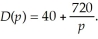 Suppose that the demand for candy at a price of $p per pound is given by the equation    Find    (p)when p = 10.
