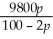 If the cost C of removing p percent of the impurities from the waste water in a manufacturing process is given by C(p)=    ,find C'(p).