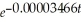The percentage p of a certain radioactive element present after t years is given by p =    .Find    .