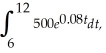 The income (in dollars)from a clothing store is increasing at a rate of f(t)= 500    where t is in weeks.Find    the total income for the store between the sixth and twelfth weeks.