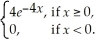 The random variable X has density function f(x)=    Find P(X > 2).Give answer in terms of e.