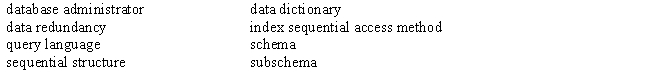 Use the following words to complete the sentences.   -The __________________________ authorizes access to the database.