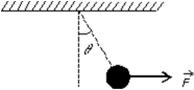  A 1-N pendulum bob is held at an angle     \theta  from the vertical by a 2-N horizontal force F as shown.The tension in the string supporting the pendulum bob is:   A)   B) 2   N C)    N D) 1 N E) none of these 