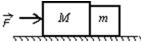 Two blocks with masses m and M are pushed along a horizontal frictionless surface by a horizontal applied force   as shown.The magnitude of the force of either of these blocks on the other is:   A) mF/(m + M)  B) mF/M C) mF/(M - m)  D) MF/(M + m)  E) MF/m