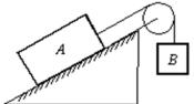 Block A, with a mass of 10 kg, rests on a 35°incline.The coefficient of static friction is 0.40.An attached string is parallel to the incline and passes over a massless, frictionless pulley at the top.The largest mass m<sub>B</sub>, of block B, attached to the dangling end, for which A begins to slide down the incline, is:   A) 2.5 kg B) 3.5 kg C) 5.9 kg D) 9.0 kg E) 10.5 kg