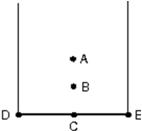 A thick uniform wire is bent into the shape of the letter  U  as shown.Which point indicates the location of the center of mass of this wire?   A) A B) B C) C D) D E) E