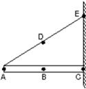 The diagram shows a stationary 5-kg uniform rod (AC) , 1 m long, held against a wall by a rope (AE) and friction between the rod and the wall.To use a single equation to find the force exerted on the rod by the rope at which point should you place the reference point for computing torque?   A) A B) B C) C D) D E) E