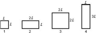 The diagram shows four rectangular plates and their dimensions.All are made of the same material.The temperature now increases.Of these plates:   A) the vertical dimension of plate 1 increases the most and the area of plate 1 increases the most B) the vertical dimension of plate 2 increases the most and the area of plate 4 increases the most C) the vertical dimension of plate 3 increases the most and the area of plate 1 increases the most D) the vertical dimension of plate 4 increases the most and the area of plate 3 increases the most E) the vertical dimension of plate 4 increases the most and the area of plate 4 increases the most
