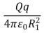 Positive charge Q is placed on a conducting spherical shell with inner radius R<sub>1</sub> and outer radius R<sub>2</sub>.A point charge q is placed at the center of the cavity.The force on the charge q is: A)    B)    C)    D)    E) 0