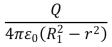  Positive charge Q is placed on a conducting spherical shell with inner radius R<sub>1</sub> and outer radius R<sub>2</sub>.The electric field at a point r < R<sub>1</sub> is: A)    B)    C) Q/4  \pi   r<sup>2</sup> D) 0 E)    
