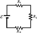 In the diagram R<sub>1</sub> > R<sub>2</sub> > R<sub>3</sub>.Rank the three resistors according to the current in them, least to greatest.   A) 1, 2, 3 B) 3, 2, 1 C) 1, 3, 2 D) 3, 1, 2 E) All are the same