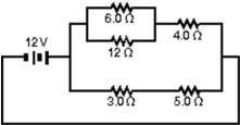  The current in the 5.0- \Omega resistor in the circuit shown is:   A) 0.42 A B) 0.67 A C) 1.5 A D) 2.4 A E) 3.0 A 