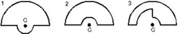 The diagrams show three circuits consisting of concentric circular arcs (either half or quarter circles of radii r, 2r, and 3r) and radial lengths.The circuits carry the same current.Rank them according to the magnitudes of the magnetic fields they produce at C, least to greatest.   A) 1, 2, 3 B) 3, 2, 1 C) 1, 3, 2 D) 2, 3, 1 E) 2, 1, 3