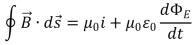 Which of the following equations, along with a symmetry argument, can be used to calculate the magnetic field between the plates of a charging parallel plate capacitor with circular plates? A)    B)    C)    D)    E) none of these