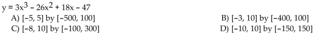 Determine a window that will provide a comprehensive graph of the polynomial function.  <div style=padding-top: 35px> 