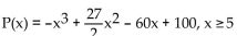 <strong>  5 is an approximation of the total profit (in thousands of dollars) from the sale of x hundred thousand tires. Find the number of hundred thousands of tires that must be sold to maximize Profit.</strong> A) 5.5 hundred thousand B) 5 hundred thousand C) 4 hundred thousand D) 4.5 hundred thousand <div style=padding-top: 35px> 