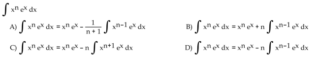 Use integration by parts to establish a reduction formula for the integral.