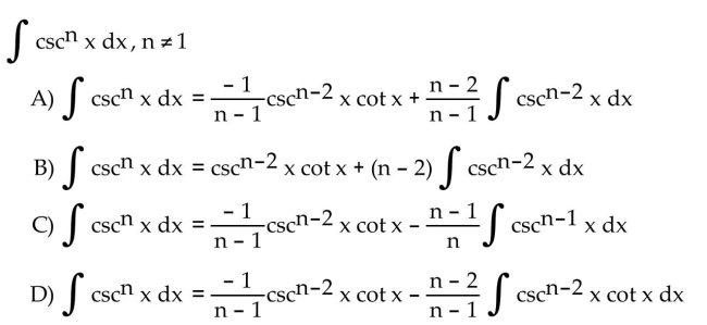 Use integration by parts to establish a reduction formula for the integral.
