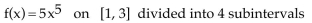 <strong>Use a finite sum to estimate the average value of the function on the given interval by partitioning the interval and evaluating the function at the midpoints of the subintervals. </strong> A) 173 B) 293 C) 1172 D) 58.6