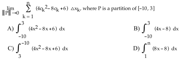Express the limit as a definite integral.