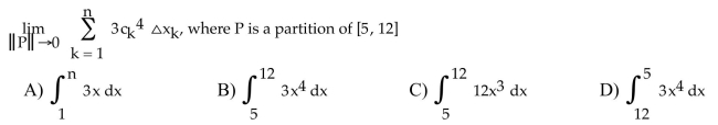 Express the limit as a definite integral.
