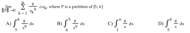 Express the limit as a definite integral.