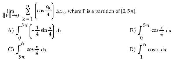 Express the limit as a definite integral.