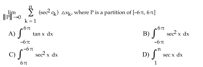 Express the limit as a definite integral.