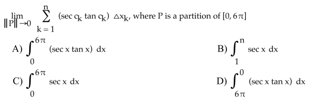 Express the limit as a definite integral.