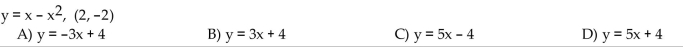 Find an equation for the tangent to the curve at the given point.  <div style=padding-top: 35px> 
