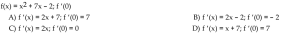 Calculate the derivative of the function. Then find the value of the derivative as specified.  <div style=padding-top: 35px> 