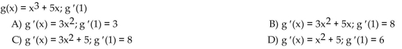 Calculate the derivative of the function. Then find the value of the derivative as specified.  <div style=padding-top: 35px> 