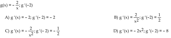 Calculate the derivative of the function. Then find the value of the derivative as specified.  <div style=padding-top: 35px> 