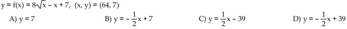 Find an equation of the tangent line at the indicated point on the graph of the function.  <div style=padding-top: 35px> 